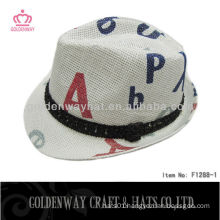 Paper fashion Fedora Hat cheap promotion natural straw factory power supply